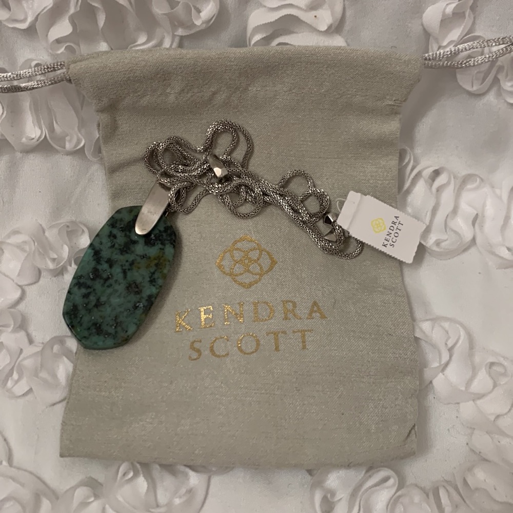 Kendra Scott Lariat Inez African Turquoise Adjustable Necklace and Dust Bag NWT